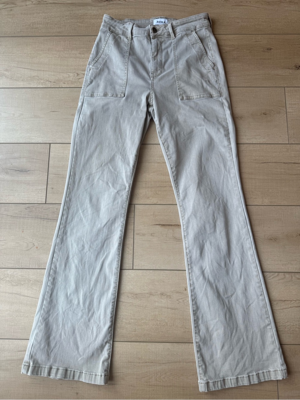 Pistola Utility Wide Leg Jeans Sand Beige High Rise Size 29
